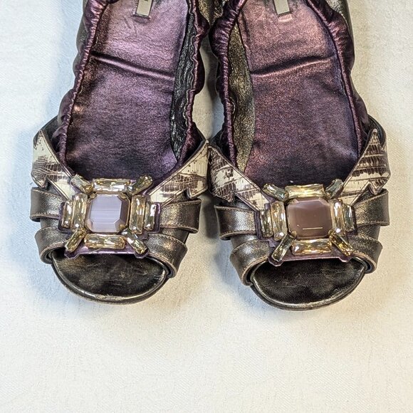 MIU MIU Slip on with Crystal Embellished Reptile Leather Size 39.5 - Picture 10 of 11